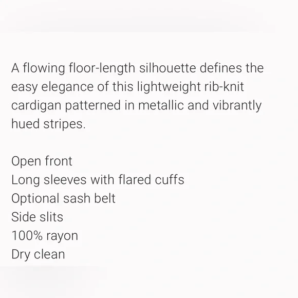 L’AGENCE METALLIC STRIPPED DUSTER CARDIGAN     NWOT - Picture 10 of 10